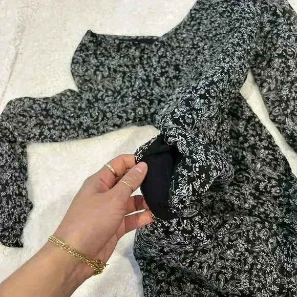 Abercrombie Fitch‎ Long Sleeve Black & White Print Dress With Pockets - Size S - Picture 6 of 6